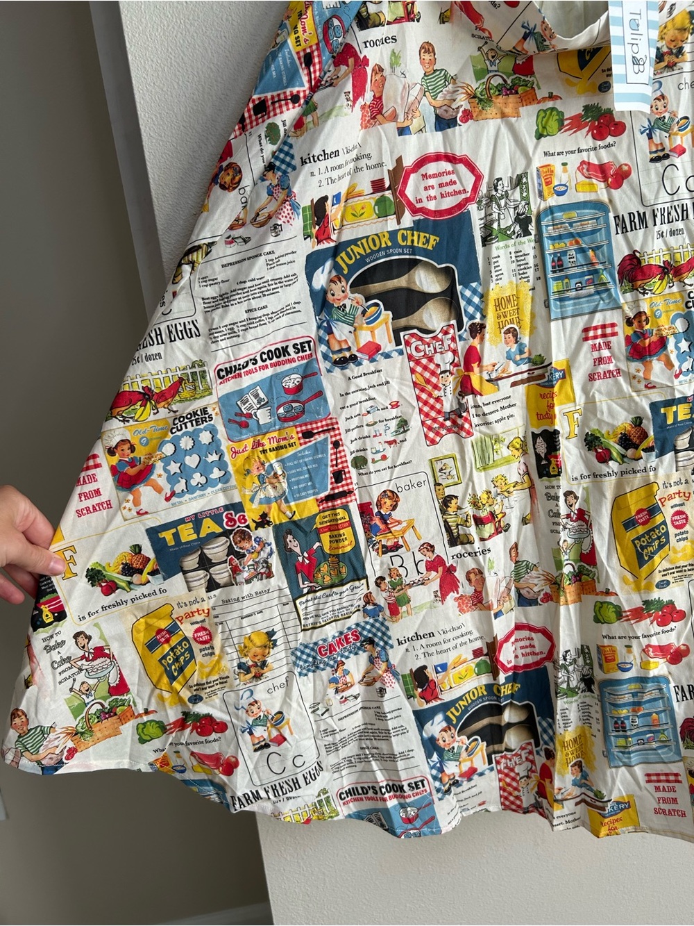 NWT Tulip B Retro-Inspired Kitchen Ad Print Comic Classic A Line Full Skirt Sz L - Picture 5 of 7